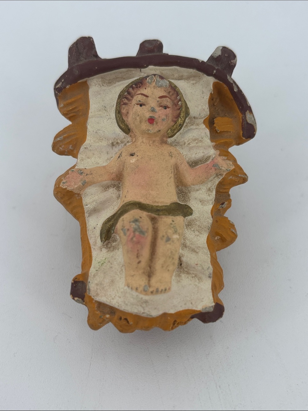 Vintage mid century chalk ware nativity baby Jesus Italy